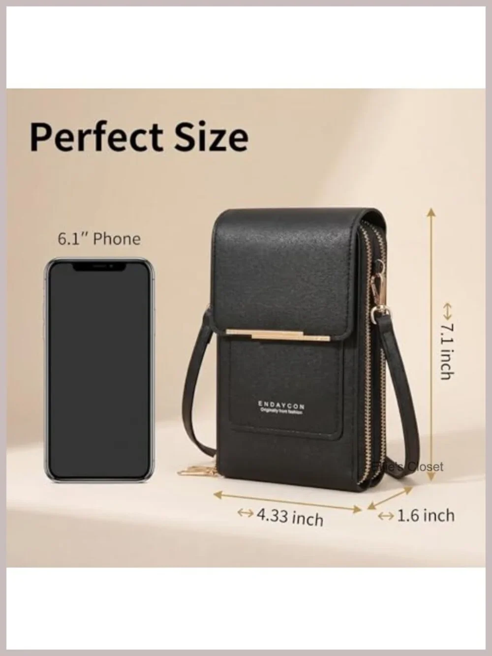 Faux Leather Crossbody Purse with Clear Phone Window, Card Slots, Adjustable